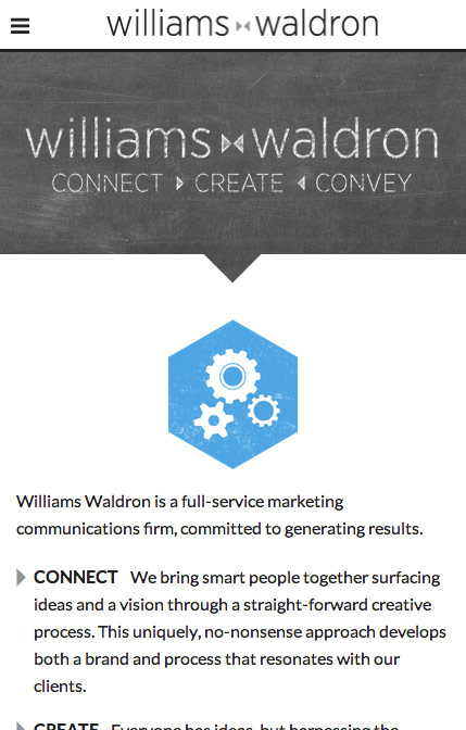 View of the Williams Waldron website on a mobile device